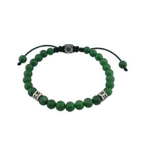 Vaoov 925 Ayar Gümüş Jade Taşlı Erkek Bileklik (Yeşil)