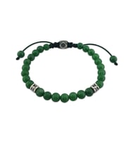 Vaoov 925 Ayar Gümüş Jade Taşlı Erkek Bileklik (Yeşil)