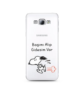 Snoopy Tasarımlı Süper Şeffaf Silikon Telefon Kılıfı Samsung A8 (2015)  