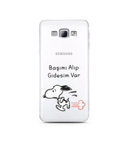 Snoopy Tasarımlı Süper Şeffaf Silikon Telefon Kılıfı Samsung A8 (2015)  