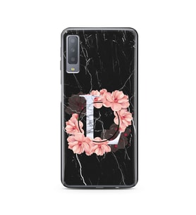 Mermer Çiçekli Harf Tasarım Süper Şeffaf Silikon Telefon Kılıfı Samsung A7 (2017
