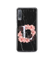 Mermer Çiçekli Harf Tasarım Süper Şeffaf Silikon Telefon Kılıfı Samsung A7 (2017