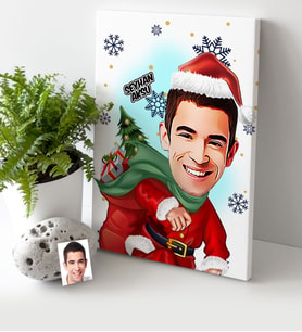 BK Gift Kişiye Özel Yılbaşı Temalı Bay Karikatürlü Kanvas Tablo (30x50cm.) - 4