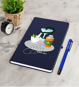 BK Gift Kişiye Özel Eczacı Lacivert Defter Kalem Seti-6