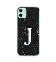 Iphone 11 Siyah Mermer Harf Tasarımlı Telefon Kılıfı J-Harfi 