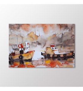 Arty Tablo Suluboya Tekneler ve İstanbul Tablo (Karışık)