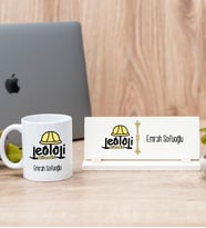 Jeoloji Mühendisi Beyaz Kupa Bardak Ve Masa İsimliği Hediye Seti