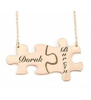 Kişiye Özel İsimli İkili Puzzle Gümüş Kolye