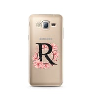 Pembe Çiçekli Harf Tasarım Süper Şeffaf Silikon Telefon Kılıfı Samsung J3 (2016)