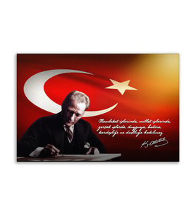 ''Güner Ofis''  Atatürk Tablosu Deri Üzerine Kanvas Tablo 80x130