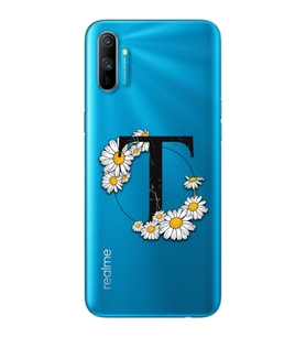 Papatya Harf Tasarım Süper Şeffaf Silikon Telefon Kılıfı Oppo Realmi C3 T-Harfi