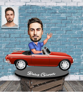 Kişiye Özel Sürücü Karikatürlü Ahşap Biblo Bay-1