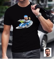 BK Gift Kişiye Özel Bay Rallici Karikatürlü Siyah T-Shirt