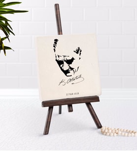 BK Gift Kişiye Özel Atatürk Temalı Şovaleli Doğal Taş-25 (Beyaz)