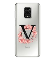 ÇiçekliHarfTasarımSüperŞeffafSilikonTelefonKılıfıXiomaiRedmiNote9Pro-Note9sV-Har