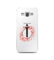 Pembe Çiçekli Harf Tasarım Süper Şeffaf Silikon Telefon Kılıfı Samsung A3 (2015)
