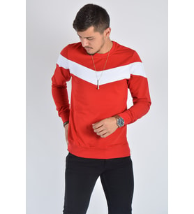 Erkek Bisiklet Yaka Basic Sweatshirt 20K-5200390 Kırmızı