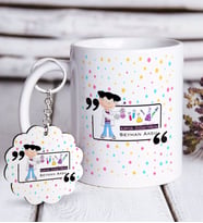 BK Gift Kişiye Özel Kimya Öğretmeni Beyaz Kupa ve Anahtarlık Hediye Seti-2 (Model 1)