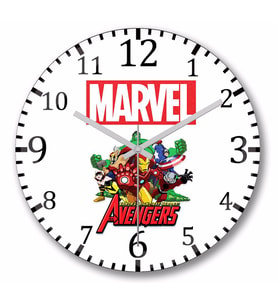Marvel Avengers Duvar Saati Bombeli Gercek Cam