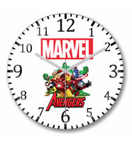 Marvel Avengers Duvar Saati Bombeli Gercek Cam