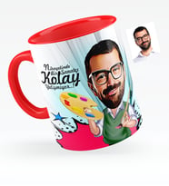 BK Gift Kişiye Özel Bay Ressam Karikatürlü Kırmızı Kupa Bardak  1