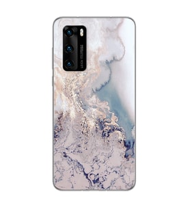 Lila Mermer Tasarımlı Süper Şeffaf Silikon Telefon Kılıfı Huawei P40