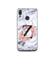 Mermer Çiçekli Harf Tasarım Süper Şeffaf Silikon Telefon Kılıfı Huawei Y7 2019 Z