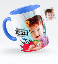 BK Gift Kişiye Özel Bebek Karikatürlü Mavi Kupa Bardak  1