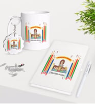 BK Gift Kişiye Özel Dünyanın En İyi Öğretmeni Kupa Anahtarlık Beyaz Defter Kalem Hediye Seti-19 (Model 1)