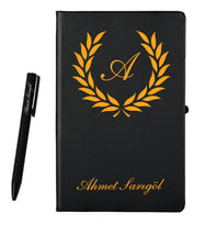Kişiye Özel Hazırlanmış Siyah Defter ve Kalem Hediye Seti