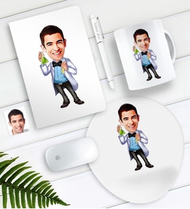 BK Gift Kişiye Özel Bay Kimya Mühendisi Karikatürlü Defter Kalem Kupa Mouse Pad Seti-2 (Model 1)