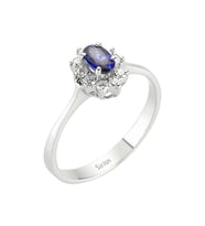 Sirius Pırlanta ve Oval Safir Taşlı Anturaj Yüzük 0704R0195