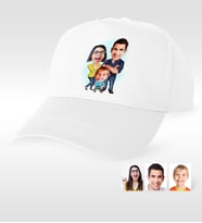 BK Gift Kişiye Özel Aile Karikatür Beyaz Şapka  1