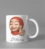 Emoji Kız Tesettürlü Stiker Kupası Kişiye Özel