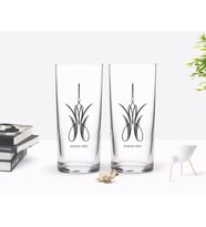 BK Gift Kişiye Özel Renkli Baskılı İsimli Tasarımlı İkili Rakı Bardağı Seti-117 (Beyaz)