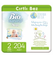Bio Natural Bebek Bezi 2 Numara Mini 204 Adet 