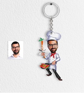 BK Gift Kişiye Özel Bay Chef Karikatür Anahtarlık  1
