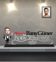 Kişiye Özel Berber Karikatürlü Kolay Yetişmiyor Ahşap Biblo Bay-3