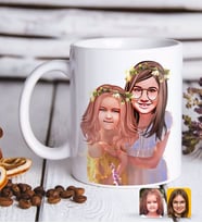 BK Gift Kişiye Özel Kız Kardeşler Karikatürlü Beyaz Kupa Bardak-2