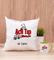 Acil Tıp Teknisyeni Kare Yastık ve Yeşil Kupa Bardak