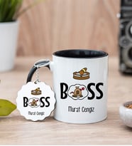Patron Siyah Kupa Bardak Ve Anahtarlık Set