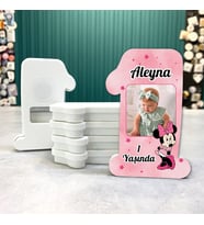 1 Yaş Açacaklı Resimli Hediyelik Magnet - Kız Çocuk Minine Mouse Tasarım - Doğum Günü Açacak Magnet