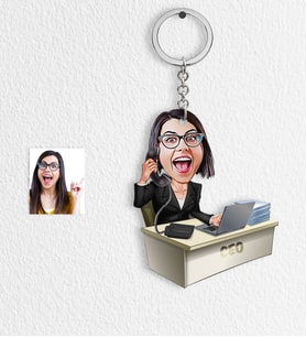 BK Gift Kişiye Özel Bayan Ceo Karikatür Anahtarlık  1