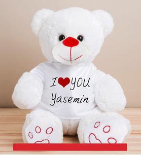 Kişiye Özel Mesajlı Sevimli Peluş Ayıcık 50cm - 81867 (Beyaz)