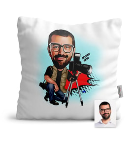 BK Gift Kişiye Özel Bay Profesyonel Fotoğrafçı Karikatür  Yastık  1