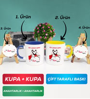 İkili Lacivert Sarı Sevgiliye Sevgililer Günü Hediyesi 10 Kupa Bardak Anahtarlık