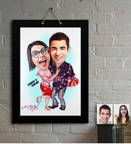BK Gift Kişiye Özel Sevgililer Karikatür Ahşap Tablo  2