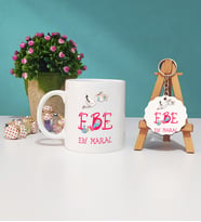 Ebe Hediye Kupa Bardak ve Ahşap Anahtarlık Hediye Seti
