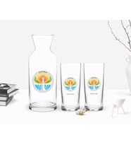 BK Gift Kişiye Özel Renkli Baskılı Adana Tasarımlı Turistik İkili Rakı Bardağı ve Karaf Hediye Seti-2 (Model 1)