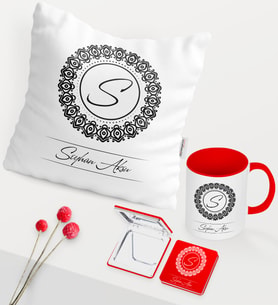 BK Gift Kişiye Özel İsimli Kırmızı Kupa Ayna Yastık Seti - 2